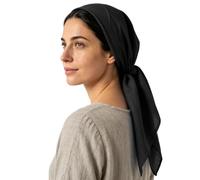 L'VOW Medieval Triangle Headscarf - Renaissance Milkmaid Head Wrap for Ren Faire, LARP & Cosplay, Linen Black