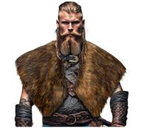 L'VOW Men Viking Fur Shawl Medieval Faux Fur Mantle Shoulder Wrap Collar Warrior Renaissance LARP Cosplay Costume, Z-brown, One Size