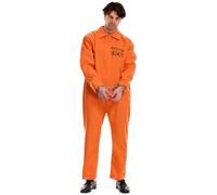 L'VOW Orange Prison Costume Adult Prisoner Jumpsuit Jail Uniform for Halloween Cosplay(XL-XXL)