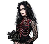 L'VOW Realistic Skeleton Rib Cage Chest Harness Gothic Foam Bone Plate for Halloween Cosplay Costume Accessory, Red