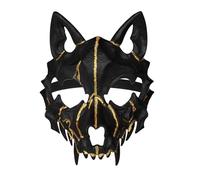 L'VOW Skeletal Wolf Masks for Men Half Face Wolves Mask Party Animal Skull Mask Halloween Werewolf Cosplay Costume Masquerade Accessories(Black)