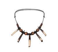 L'VOW Viking Raven Skull Necklace Bone Tooth Necklace Savage Barbarian Halloween Cosplay, Adjustable Size, Resin, No Gemstone