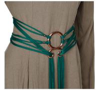 L'VOW Viking Troll Cross Belt Women Medieval Extra Long Rope Belt for Norse Witch Shaman Pagan Ren Faire Accessory, Grass Green, One Size