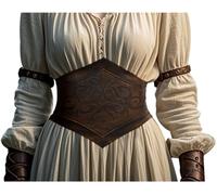 L'VOW Women Brown Leather Corset Belt Medieval Viking Belt Renaissance Wide Cinch Belt, Darkbrown, S