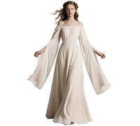 L'VOW Women Victorian Dresses Renaissance Medieval Celtic Dress, Apricot, Medium
