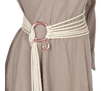 L'VOW Women Viking Troll Cross Rope Belt - Norse Witch & Medieval Shaman Waist Belt - Pagan Accessory, White, One Size