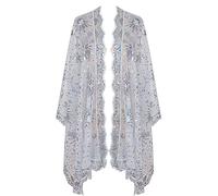 L'VOW Women's Glittering 1920s Scarf Mesh Sequin Wedding Cape Fringed Evening Shawl Wrap, S3-silver, One Size