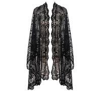 L'VOW Women's Glittering 1920s Scarf Mesh Sequin Wedding Cape Fringed Evening Shawl Wrap, S4-black, One Size