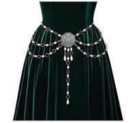 L'VOW Women's Renaissance Belt Medieval Witch Silver Western Waist Chain for Dresses, Silver-3, One Size