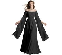 L'VOW Women's Renaissance Dress Victorian Scarlet Dresses Medieval Costume Irish Fairy Dress(Black,XL)