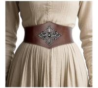 L'VOW Women's Viking Corset Belt - Renaissance Cinch Belt for Halloween Pirate Medieval, Brown, M Fit Waist 30.7-33.9 in
