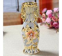 Lvpradior Ceramic Vase, European Carved Luxury Gold-plated Vase, Home Wedding Decoration Ornaments Crafts Vases for Decorative Flower, Living Room, Room, Desktop Flower Pot Art (S1)