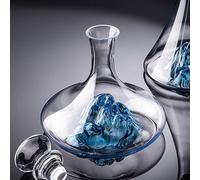 Lvpradior Crystal Glass Wine Decanter, Luxury Wine Carafe with Built-in Blue Iceberg Waterfall, Lead-Free Wine Aerator with Glass Stopper, Wine Accessories (Short 1.2L)