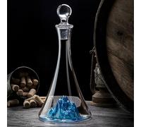 Lvpradior Crystal Glass Wine Decanter, Luxury Wine Carafe with Built-in Blue Iceberg Waterfall, Lead-Free Wine Aerator with Glass Stopper, Wine Accessories (Tall 1.15L)