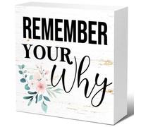 LVQHI Inspirational Affirmation Wood Box Sign,Motivational Home Office Desk Tabletop Shelf Decoration, Remember Your Why Wooden Sign