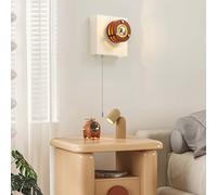 Lvrodxz LED Wood Wall Lamp Indoor Square Wall Light with Switch Camera Decoration Designs Wall Lighting Modern Art Deco Bedside Lamp Warm White 3000K Wall Reading Lamp Aluminium White