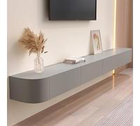 LVRUIEDS Floating TV Stand Unit 120/180/240/300cm Wall Mounted TV Cabinet With Door Floating TV Cabinet Large Storage TV Bench For Living Room(Gray,200x20x24CM)