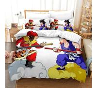 LVSDOEHYO Dragon Ball Wukong Duvet Cover Set 3 PCS Hotel Quality Quilt Cover Bedding Bed Covers with Pillowcases with Zipper Closure Hypoallergenic Soft Breathable Microfiber Double（200x200cm）