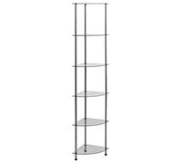 LVSEWOA Corner Shelf, 6 Tier Plant Stand, Freestanding Glass Shelf Towers, Tempered Glass, High Storage Shelves for Living Room, Bathroom, Bedroom, Modern Style - Transparent