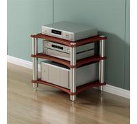 LVSEWOA Hifi Racks Modern Hifi Audio Rack, Stainless Steel Media Stand W/Feet，2/34 Layer Stereo Components Cabinet for DVD Player/Game Console/TV Box/WiFi Routert, Amplifier Stand(Teak,H-62cm/24.4