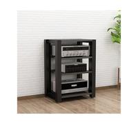LVSEWOA HIFI Stand AV Media Stand Adjustable Media Storage Shelves CD Record Player Stereo Component Rack Cabinet Modern Audio Rack Tower Compatible with Home Studio Living room(Nero,4 Tier)