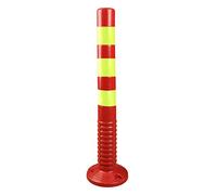 LVSEWOA Security Parking Post, Plastic Traffic Post Posts Channelizer Cone, Delineator Post PU Traffic Post Barrier Cones with Reflective Bands for Parking Lot Construction Caution Roads