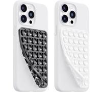 LvShuLiangPin 2 Pack Silicone Suction Cup Phone Case Mount Double Sided, Hands-Free Strong Grip Silicon Phone Holder, Non Slip Phone Accessories for Selfies and Videos (Black&White)