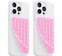 LvShuLiangPin 2 Pack Silicone Suction Cup Phone Case Mount Double Sided, Hands-Free Strong Grip Silicon Phone Holder, Non Slip Phone Accessories for Selfies and Videos (Pink)