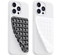 LvShuLiangPin 2 Pack Silicone Suction Cup Phone Case Mount Double Sided, Hands-Free Strong Grip Silicon Phone Holder, Non Slip Phone Accessories for Selfies and Videos (Black&Translucent)