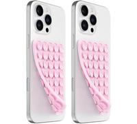 LvShuLiangPin 2 Pack Silicone Suction Cup Phone Case Mount Double Sided, Hands-Free Strong Grip Silicon Phone Holder, Non Slip Phone Accessories for Selfies and Videos (Light Pink)
