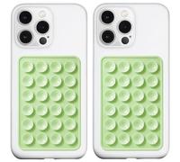 LvShuLiangPin 2 Pack Silicone Suction Phone Case Mount, Silicon Adhesive Phone Grip for Smartphones, Hands-Free Mirror Shower Phone Holder for Selfies, Tiktok Videos (Light Green)