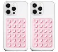 LvShuLiangPin 2 Pack Silicone Suction Phone Case Mount, Silicon Adhesive Phone Grip for Smartphones, Hands-Free Mirror Shower Phone Holder for Selfies, Tiktok Videos (Light Pink)
