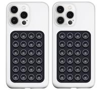LvShuLiangPin 2 Pack Silicone Suction Phone Case Mount, Silicon Adhesive Phone Grip for Smartphones, Hands-Free Mirror Shower Phone Holder for Selfies, Tiktok Videos (Black)