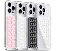 LvShuLiangPin 4 Pack Silicone Suction Cup Phone Case Mount Double Sided, Hands-Free Strong Grip Silicon Phone Holder for Selfies and Videos, Non Slip Phone Accessories (LPK&WHT&TP&BLK)