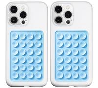 LvShuLiangPin Anteel 2 Pack Silicone Suction Phone Case Mount, Silicon Adhesive Phone Grip for Smartphones, Hands-Free Mirror Shower Phone Holder for Selfies, Tiktok Videos (Baby Blue)