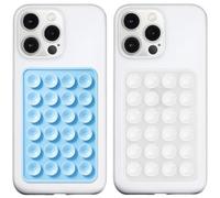 LvShuLiangPin Anteel 2 Pack Silicone Suction Phone Case Mount, Silicon Adhesive Phone Grip for Smartphones, Hands-Free Mirror Shower Phone Holder for Selfies, Tiktok Videos (Baby Blue&Translucent)