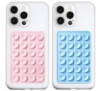 LvShuLiangPin Anteel 2 Pack Silicone Suction Phone Case Mount, Silicon Adhesive Phone Grip for Smartphones, Hands-Free Mirror Shower Phone Holder for Selfies, Tiktok Videos (Light Pink&Baby Blue)