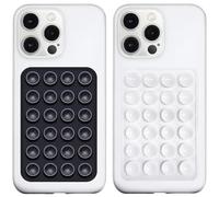 LvShuLiangPin Anteel 2 Pack Silicone Suction Phone Case Mount, Silicon Adhesive Phone Grip for Smartphones, Hands-Free Mirror Shower Phone Holder for Selfies, Tiktok Videos (Black&White)