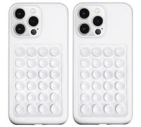LvShuLiangPin Anteel 2 Pack Silicone Suction Phone Case Mount, Silicon Adhesive Phone Grip for Smartphones, Hands-Free Mirror Shower Phone Holder for Selfies, Tiktok Videos (White)