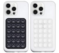 LvShuLiangPin Anteel 2 Pack Silicone Suction Phone Case Mount, Silicon Adhesive Phone Grip for Smartphones, Hands-Free Mirror Shower Phone Holder for Selfies, Tiktok Videos (Black&Translucent)