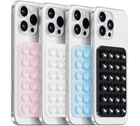 LvShuLiangPin Anteel Silicone Suction Phone Case Mount, Silicon Adhesive Phone Accessory for Smartphones, Hands-Free Mirror Shower Phone Holder for Selfies, Tiktok Videos (LPK&LBL&TP&BLK)