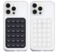 LvShuLiangPin Anteel Silicone Suction Phone Case Mount, Silicon Adhesive Phone Accessory for Smartphones, Hands-Free Mirror Shower Phone Holder for Selfies, Tiktok Videos (Black&Translucent)