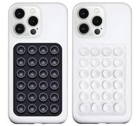 LvShuLiangPin Anteel Silicone Suction Phone Case Mount, Silicon Adhesive Phone Accessory for Smartphones, Hands-Free Mirror Shower Phone Holder for Selfies, Tiktok Videos (Black&White)