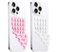 LvShuLiangPin Silicone Suction Cup Phone Case Mount Double Sided, Hands-Free Strong Grip Silicon Phone Holder for Selfies and Videos, Non Slip Phone Accessories (Light Pink&Translucent)