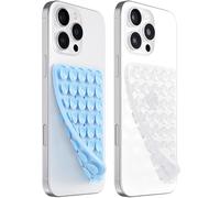 LvShuLiangPin Silicone Suction Cup Phone Case Mount Double Sided, Hands-Free Strong Grip Silicon Phone Holder for Selfies and Videos, Non Slip Phone Accessories (Baby Blue&Translucent)