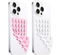 LvShuLiangPin Silicone Suction Cup Phone Case Mount Double Sided, Hands-Free Strong Grip Silicon Phone Holder for Selfies and Videos, Non Slip Phone Accessories (Light Pink&White)