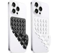 LvShuLiangPin Silicone Suction Cup Phone Case Mount Double Sided, Hands-Free Strong Grip Silicon Phone Holder for Selfies and Videos, Non Slip Phone Accessories (Black&White)