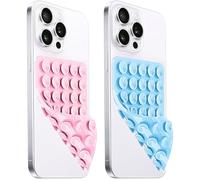 LvShuLiangPin Silicone Suction Cup Phone Case Mount Double Sided, Hands-Free Strong Grip Silicon Phone Holder for Selfies and Videos, Non Slip Phone Accessories (Baby Blue&Light Pink)