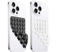 LvShuLiangPin Silicone Suction Cup Phone Case Mount Double Sided, Hands-Free Strong Grip Silicon Phone Holder for Selfies and Videos, Non Slip Phone Accessories (Black&Translucent)