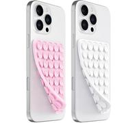 LvShuLiangPin Silicone Suction Cup Phone Case Mount Double Sided, Hands-Free Strong Grip Silicon Phone Holder for Selfies and Videos, Non Slip Phone Accessories (Light Pink&White)